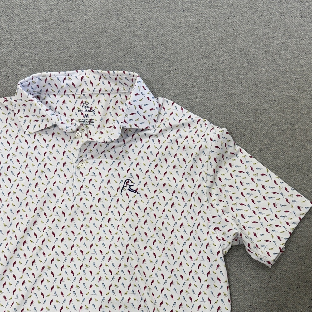 Rhoback Polo Shirt with bird pattern M